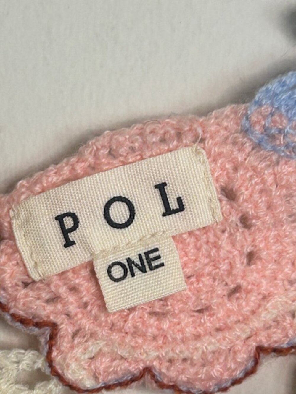 POL Ivory Pink Hand Made Crochet Motif Weaved Heart Neck Cropped Knit Top NEW - Picture 3 of 16